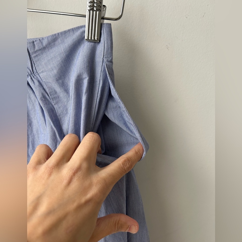 Muji Cool Touch Broadcloth Patterned Flared Skirt blue - Picture 10 of 12